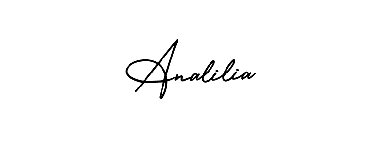 You should practise on your own different ways (AmerikaSignatureDemo-Regular) to write your name (Analilia) in signature. don't let someone else do it for you. Analilia signature style 3 images and pictures png