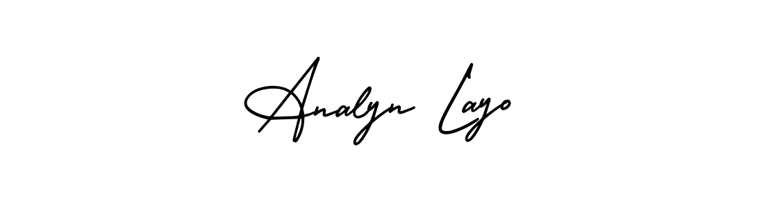 This is the best signature style for the Analyn Layo name. Also you like these signature font (AmerikaSignatureDemo-Regular). Mix name signature. Analyn Layo signature style 3 images and pictures png