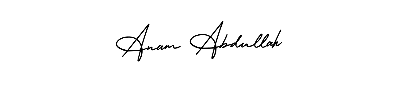 The best way (AmerikaSignatureDemo-Regular) to make a short signature is to pick only two or three words in your name. The name Anam Abdullah include a total of six letters. For converting this name. Anam Abdullah signature style 3 images and pictures png