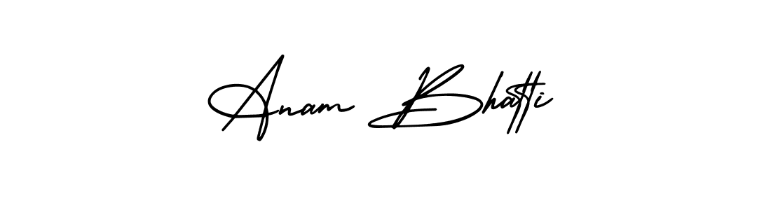 You should practise on your own different ways (AmerikaSignatureDemo-Regular) to write your name (Anam Bhatti) in signature. don't let someone else do it for you. Anam Bhatti signature style 3 images and pictures png