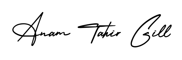 How to Draw Anam Tahir Gill signature style? AmerikaSignatureDemo-Regular is a latest design signature styles for name Anam Tahir Gill. Anam Tahir Gill signature style 3 images and pictures png