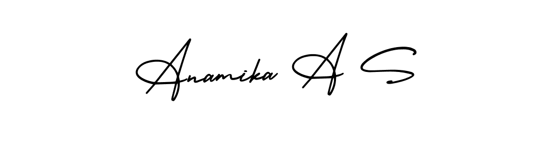 The best way (AmerikaSignatureDemo-Regular) to make a short signature is to pick only two or three words in your name. The name Anamika A S include a total of six letters. For converting this name. Anamika A S signature style 3 images and pictures png
