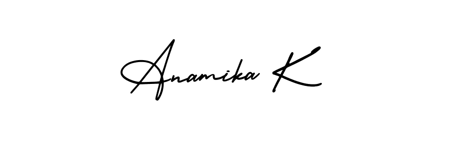 Similarly AmerikaSignatureDemo-Regular is the best handwritten signature design. Signature creator online .You can use it as an online autograph creator for name Anamika K. Anamika K signature style 3 images and pictures png