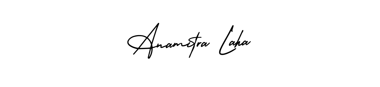 This is the best signature style for the Anamitra Laha name. Also you like these signature font (AmerikaSignatureDemo-Regular). Mix name signature. Anamitra Laha signature style 3 images and pictures png