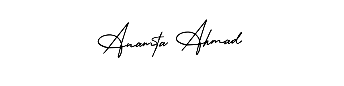 Also You can easily find your signature by using the search form. We will create Anamta Ahmad name handwritten signature images for you free of cost using AmerikaSignatureDemo-Regular sign style. Anamta Ahmad signature style 3 images and pictures png