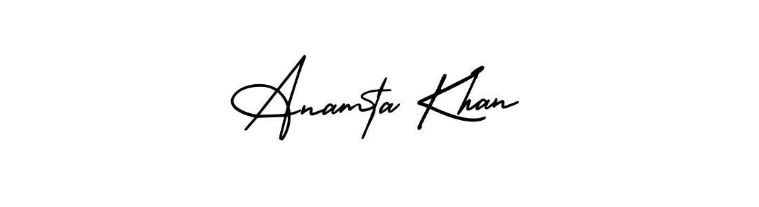 How to make Anamta Khan name signature. Use AmerikaSignatureDemo-Regular style for creating short signs online. This is the latest handwritten sign. Anamta Khan signature style 3 images and pictures png