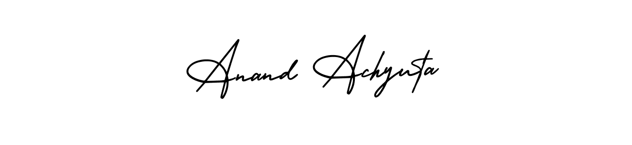 This is the best signature style for the Anand Achyuta name. Also you like these signature font (AmerikaSignatureDemo-Regular). Mix name signature. Anand Achyuta signature style 3 images and pictures png