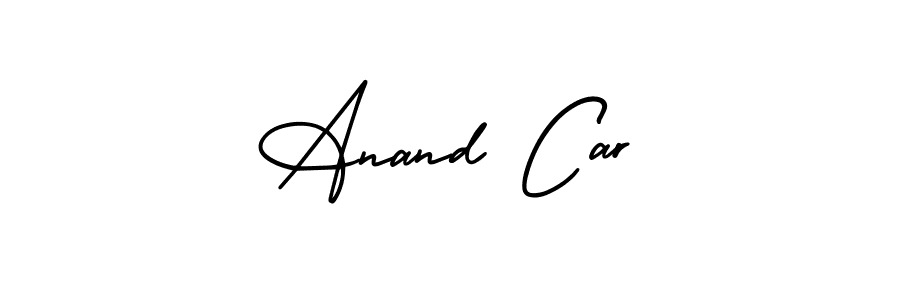You should practise on your own different ways (AmerikaSignatureDemo-Regular) to write your name (Anand Car) in signature. don't let someone else do it for you. Anand Car signature style 3 images and pictures png