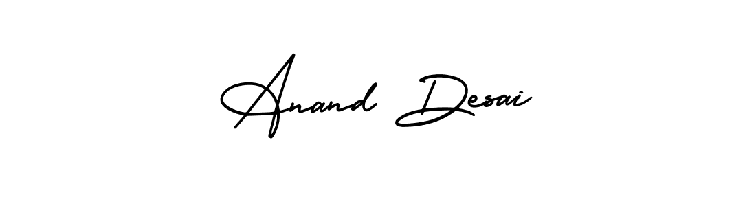 The best way (AmerikaSignatureDemo-Regular) to make a short signature is to pick only two or three words in your name. The name Anand Desai include a total of six letters. For converting this name. Anand Desai signature style 3 images and pictures png