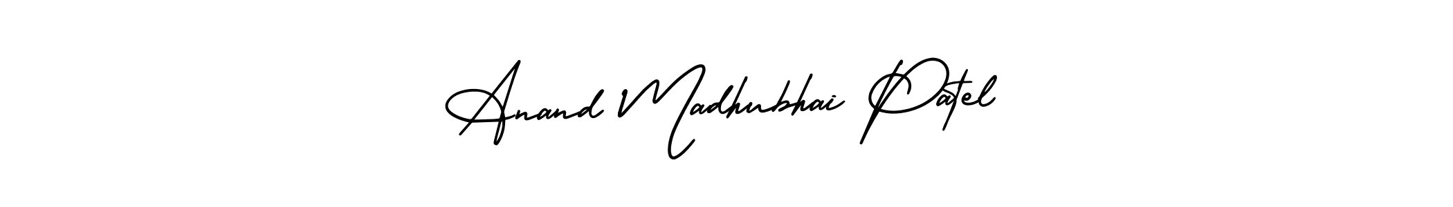 You should practise on your own different ways (AmerikaSignatureDemo-Regular) to write your name (Anand Madhubhai Patel) in signature. don't let someone else do it for you. Anand Madhubhai Patel signature style 3 images and pictures png