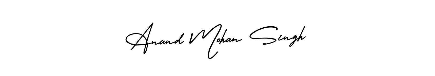 You should practise on your own different ways (AmerikaSignatureDemo-Regular) to write your name (Anand Mohan Singh) in signature. don't let someone else do it for you. Anand Mohan Singh signature style 3 images and pictures png