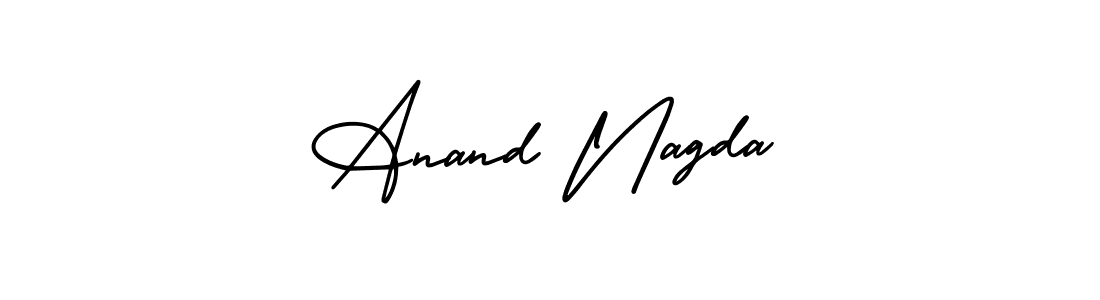 You should practise on your own different ways (AmerikaSignatureDemo-Regular) to write your name (Anand Nagda) in signature. don't let someone else do it for you. Anand Nagda signature style 3 images and pictures png