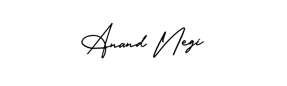 The best way (AmerikaSignatureDemo-Regular) to make a short signature is to pick only two or three words in your name. The name Anand Negi include a total of six letters. For converting this name. Anand Negi signature style 3 images and pictures png