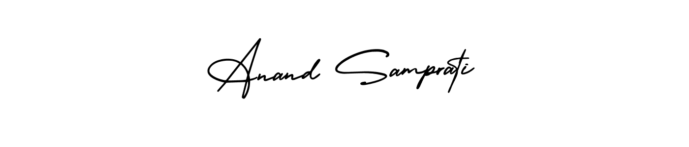 How to make Anand Samprati name signature. Use AmerikaSignatureDemo-Regular style for creating short signs online. This is the latest handwritten sign. Anand Samprati signature style 3 images and pictures png