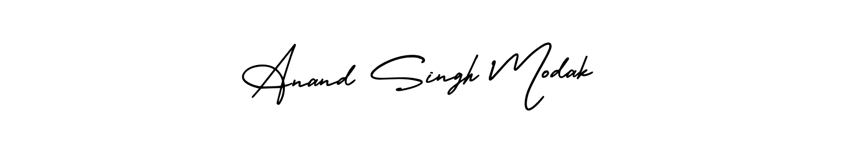 You should practise on your own different ways (AmerikaSignatureDemo-Regular) to write your name (Anand Singh Modak) in signature. don't let someone else do it for you. Anand Singh Modak signature style 3 images and pictures png