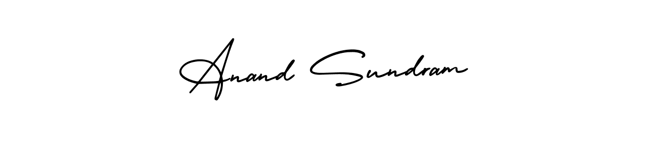 You should practise on your own different ways (AmerikaSignatureDemo-Regular) to write your name (Anand Sundram) in signature. don't let someone else do it for you. Anand Sundram signature style 3 images and pictures png