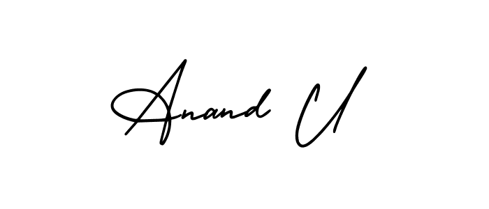 Use a signature maker to create a handwritten signature online. With this signature software, you can design (AmerikaSignatureDemo-Regular) your own signature for name Anand U. Anand U signature style 3 images and pictures png