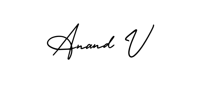 Use a signature maker to create a handwritten signature online. With this signature software, you can design (AmerikaSignatureDemo-Regular) your own signature for name Anand V. Anand V signature style 3 images and pictures png