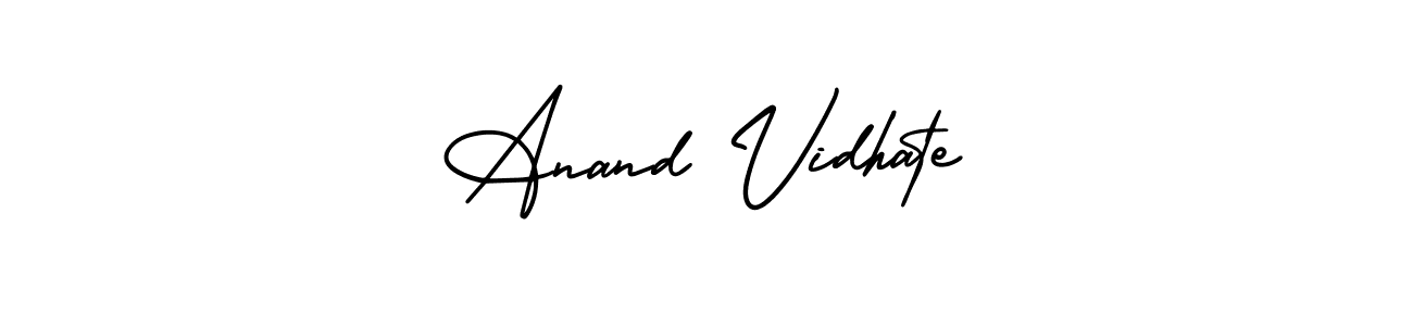 You should practise on your own different ways (AmerikaSignatureDemo-Regular) to write your name (Anand Vidhate) in signature. don't let someone else do it for you. Anand Vidhate signature style 3 images and pictures png