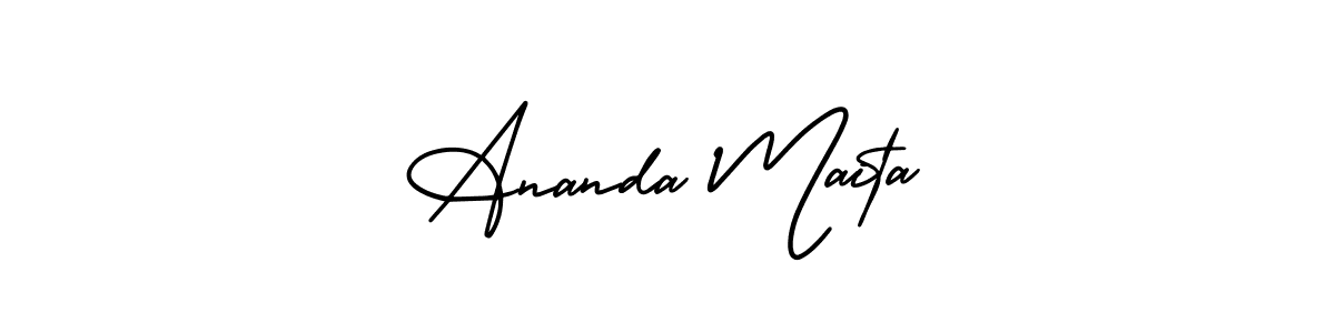 AmerikaSignatureDemo-Regular is a professional signature style that is perfect for those who want to add a touch of class to their signature. It is also a great choice for those who want to make their signature more unique. Get Ananda Maita name to fancy signature for free. Ananda Maita signature style 3 images and pictures png