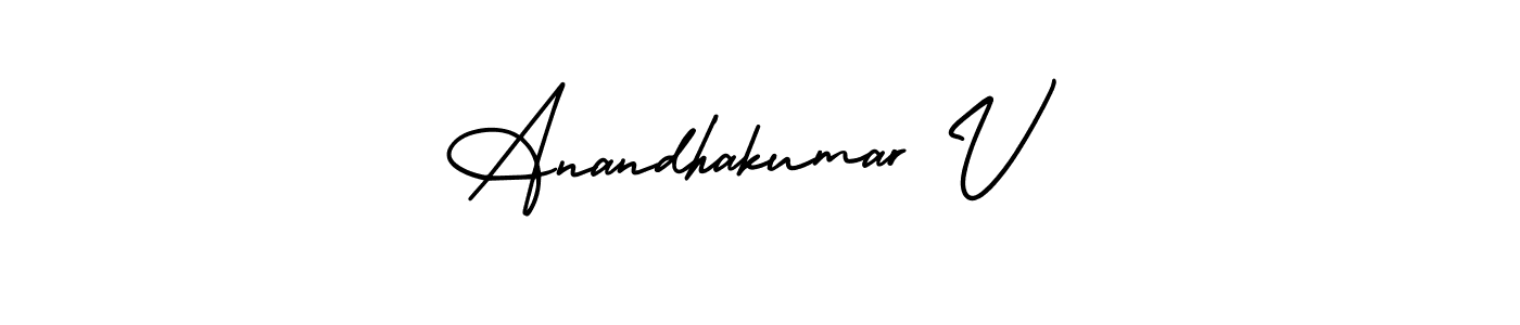 How to make Anandhakumar V name signature. Use AmerikaSignatureDemo-Regular style for creating short signs online. This is the latest handwritten sign. Anandhakumar V signature style 3 images and pictures png
