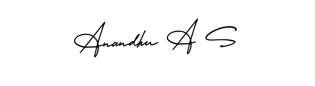 This is the best signature style for the Anandhu A S name. Also you like these signature font (AmerikaSignatureDemo-Regular). Mix name signature. Anandhu A S signature style 3 images and pictures png