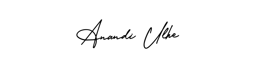 You should practise on your own different ways (AmerikaSignatureDemo-Regular) to write your name (Anandi Ulhe) in signature. don't let someone else do it for you. Anandi Ulhe signature style 3 images and pictures png