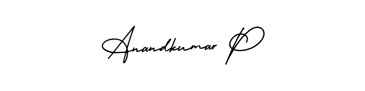 The best way (AmerikaSignatureDemo-Regular) to make a short signature is to pick only two or three words in your name. The name Anandkumar P include a total of six letters. For converting this name. Anandkumar P signature style 3 images and pictures png