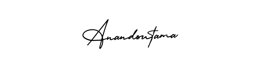 You should practise on your own different ways (AmerikaSignatureDemo-Regular) to write your name (Anandsutama) in signature. don't let someone else do it for you. Anandsutama signature style 3 images and pictures png