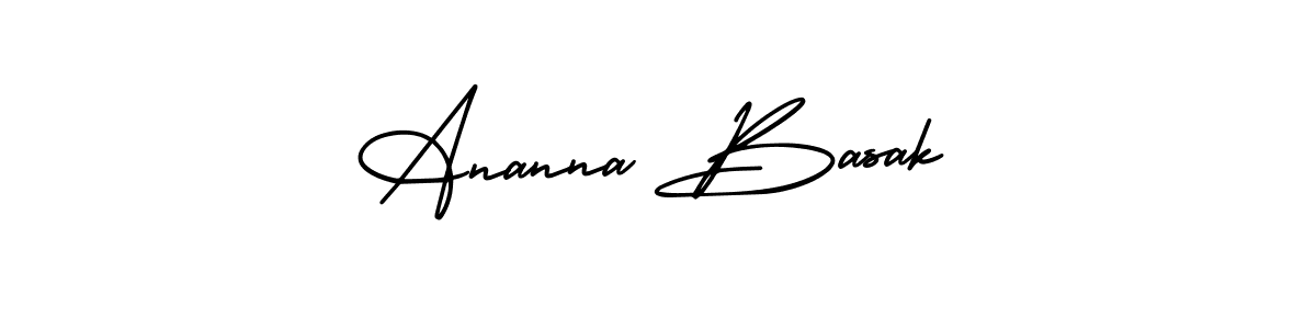 You should practise on your own different ways (AmerikaSignatureDemo-Regular) to write your name (Ananna Basak) in signature. don't let someone else do it for you. Ananna Basak signature style 3 images and pictures png