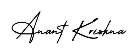 Create a personalized artistic stamp with Anant Krishna in AmerikaSignatureDemo-Regular font. Perfect for visual artists, designers, and influencers. Anant Krishna signature style 3 images and pictures png