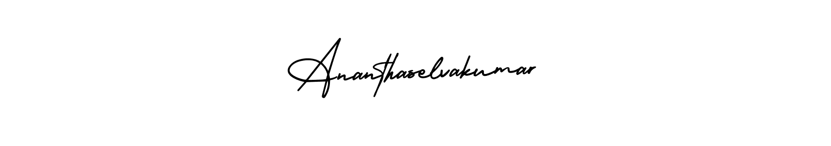 The best way (AmerikaSignatureDemo-Regular) to make a short signature is to pick only two or three words in your name. The name Ananthaselvakumar include a total of six letters. For converting this name. Ananthaselvakumar signature style 3 images and pictures png