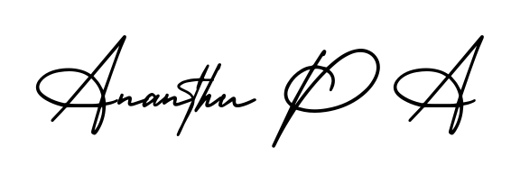 Enhance your business communications with Ananthu P A signature in AmerikaSignatureDemo-Regular lettering. Clean, modern, and universally compatible. Ananthu P A signature style 3 images and pictures png