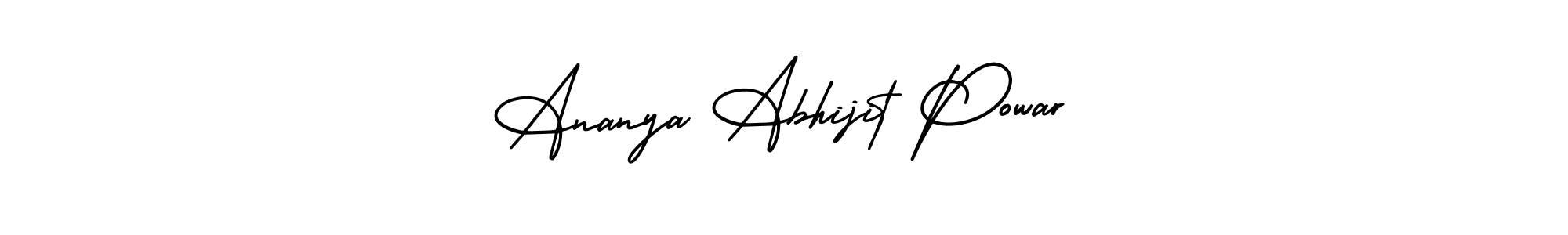You should practise on your own different ways (AmerikaSignatureDemo-Regular) to write your name (Ananya Abhijit Powar) in signature. don't let someone else do it for you. Ananya Abhijit Powar signature style 3 images and pictures png