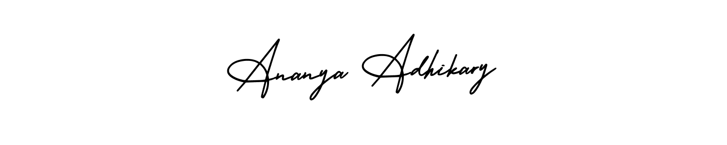 The best way (AmerikaSignatureDemo-Regular) to make a short signature is to pick only two or three words in your name. The name Ananya Adhikary include a total of six letters. For converting this name. Ananya Adhikary signature style 3 images and pictures png