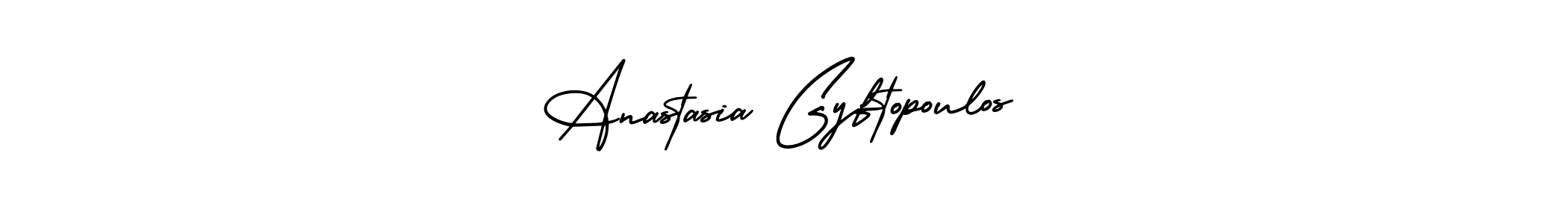 You should practise on your own different ways (AmerikaSignatureDemo-Regular) to write your name (Anastasia Gyftopoulos) in signature. don't let someone else do it for you. Anastasia Gyftopoulos signature style 3 images and pictures png