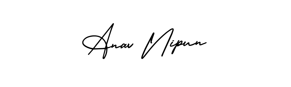 Also You can easily find your signature by using the search form. We will create Anav Nipun name handwritten signature images for you free of cost using AmerikaSignatureDemo-Regular sign style. Anav Nipun signature style 3 images and pictures png