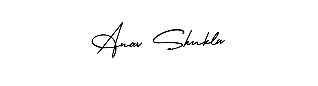 This is the best signature style for the Anav Shukla name. Also you like these signature font (AmerikaSignatureDemo-Regular). Mix name signature. Anav Shukla signature style 3 images and pictures png