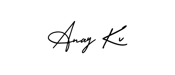 How to make Anay Kv name signature. Use AmerikaSignatureDemo-Regular style for creating short signs online. This is the latest handwritten sign. Anay Kv signature style 3 images and pictures png