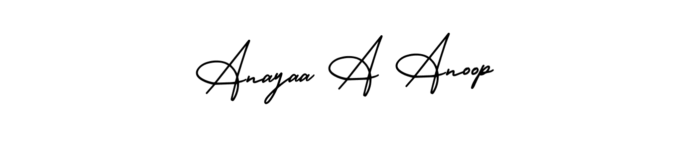 if you are searching for the best signature style for your name Anayaa A Anoop. so please give up your signature search. here we have designed multiple signature styles  using AmerikaSignatureDemo-Regular. Anayaa A Anoop signature style 3 images and pictures png