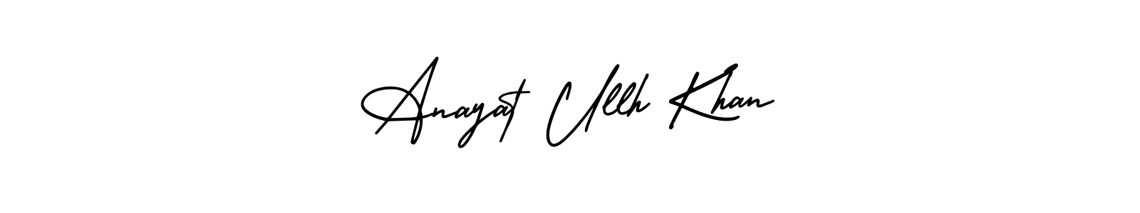 You should practise on your own different ways (AmerikaSignatureDemo-Regular) to write your name (Anayat Ullh Khan) in signature. don't let someone else do it for you. Anayat Ullh Khan signature style 3 images and pictures png