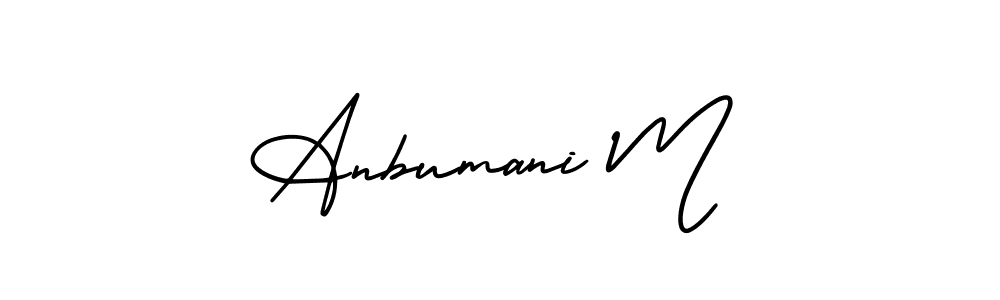 You should practise on your own different ways (AmerikaSignatureDemo-Regular) to write your name (Anbumani M) in signature. don't let someone else do it for you. Anbumani M signature style 3 images and pictures png