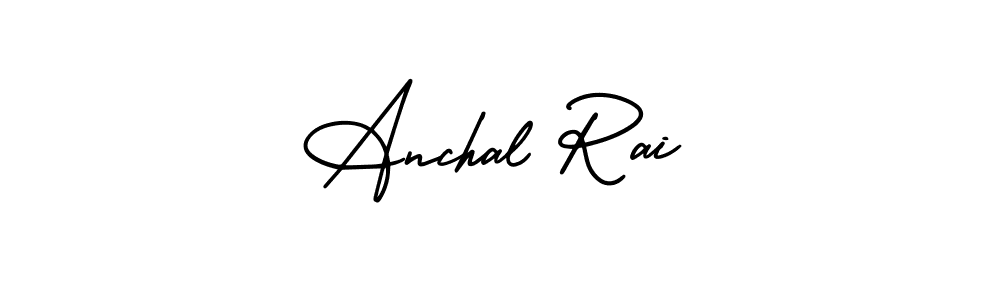 You should practise on your own different ways (AmerikaSignatureDemo-Regular) to write your name (Anchal Rai) in signature. don't let someone else do it for you. Anchal Rai signature style 3 images and pictures png