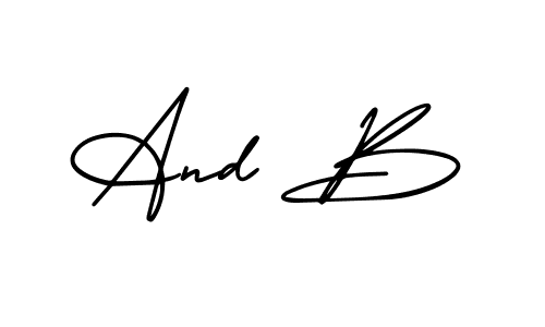 Use a signature maker to create a handwritten signature online. With this signature software, you can design (AmerikaSignatureDemo-Regular) your own signature for name And B. And B signature style 3 images and pictures png