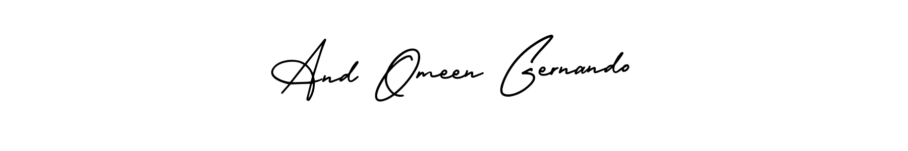 This is the best signature style for the And Omeen Gernando name. Also you like these signature font (AmerikaSignatureDemo-Regular). Mix name signature. And Omeen Gernando signature style 3 images and pictures png