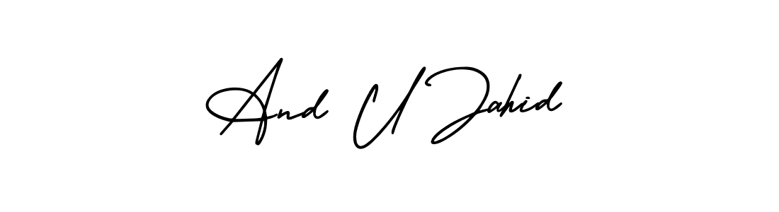 It looks lik you need a new signature style for name And U Jahid. Design unique handwritten (AmerikaSignatureDemo-Regular) signature with our free signature maker in just a few clicks. And U Jahid signature style 3 images and pictures png