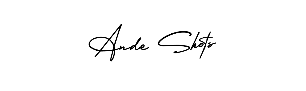 You should practise on your own different ways (AmerikaSignatureDemo-Regular) to write your name (Ande Shots) in signature. don't let someone else do it for you. Ande Shots signature style 3 images and pictures png