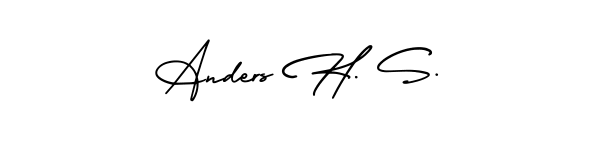 This is the best signature style for the Anders H. S. name. Also you like these signature font (AmerikaSignatureDemo-Regular). Mix name signature. Anders H. S. signature style 3 images and pictures png