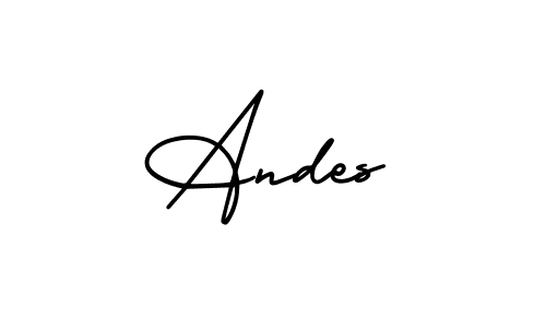 How to make Andes name signature. Use AmerikaSignatureDemo-Regular style for creating short signs online. This is the latest handwritten sign. Andes signature style 3 images and pictures png