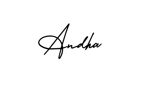 How to make Andha name signature. Use AmerikaSignatureDemo-Regular style for creating short signs online. This is the latest handwritten sign. Andha signature style 3 images and pictures png